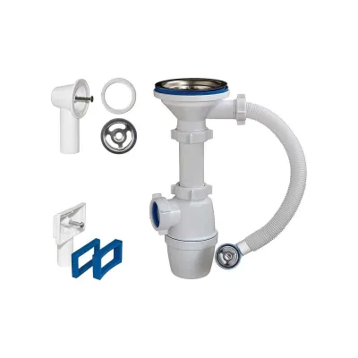 Бутылочный сифон ORIO 3 1/2x40, с переливом прямоугольным и круглым Б-4507