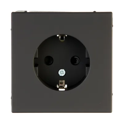 Розетка Systeme Electric ArtGallery встраиваемая карбон с заземлением со шторками (GAL001045)