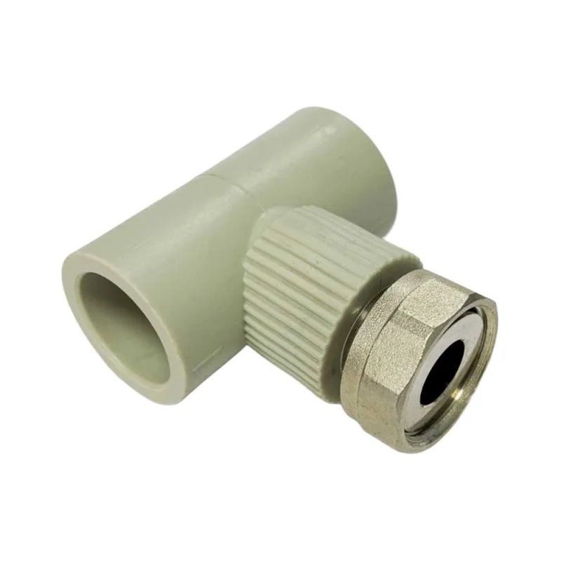 Тройник с накидной гайкой TEBO PPR, 25x1", серый 031040706
