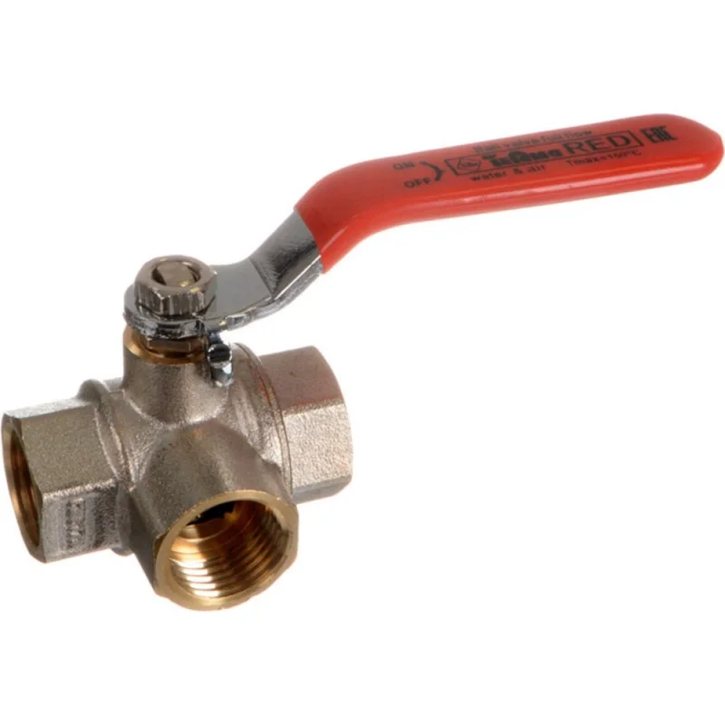 Шаровой кран Terma red 3/4 l-образный трехходовой ручка 31064 26164