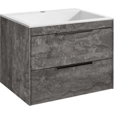 База под раковину VINCEA Chiara 2D 600 подвесная, 2 выкатных ящика soft-close, G.Stone VMC-2C2600GS