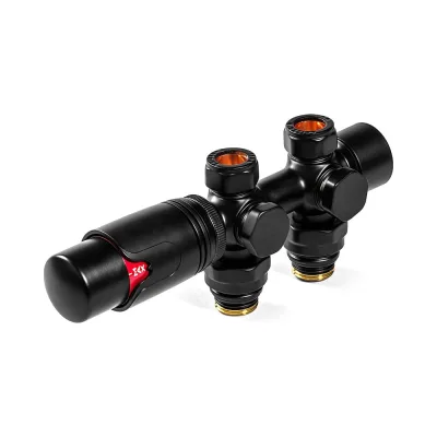 Узел нижнего подключения универсальный с термоголовкой ARBIOLA SMART DUO 1/2", M30x1.5, черный 304482