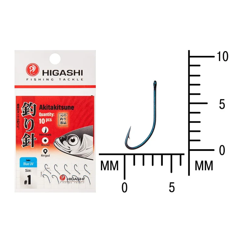 Крючок HIGASH Akitakitsune ringed #1 Blue UV 04915