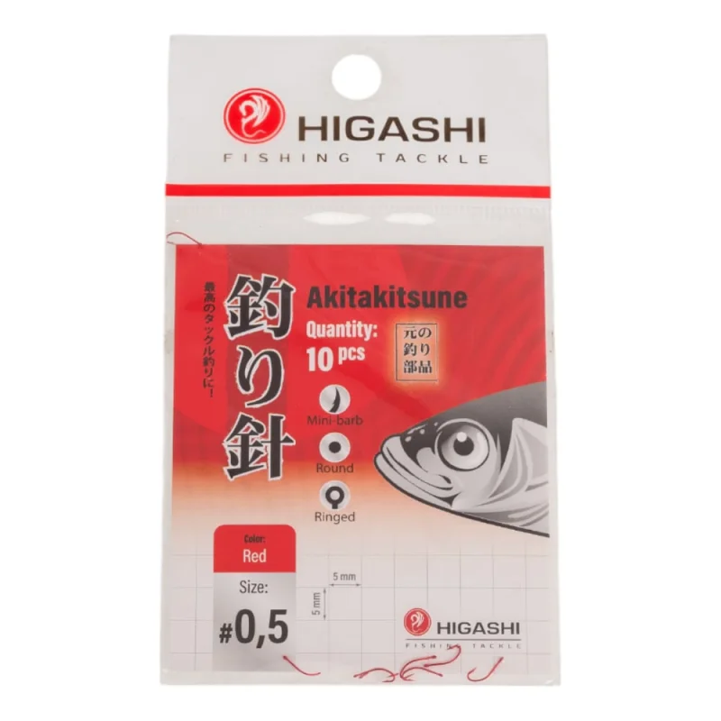 Крючок HIGASH Akitakitsune ringed #0,5 Red 01338