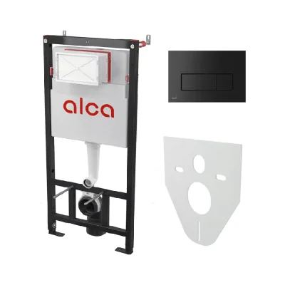 Сет инсталляции Alcadrain AM101/1120-4:1 RU с кнопкой M578 черный мат + M91 00075519