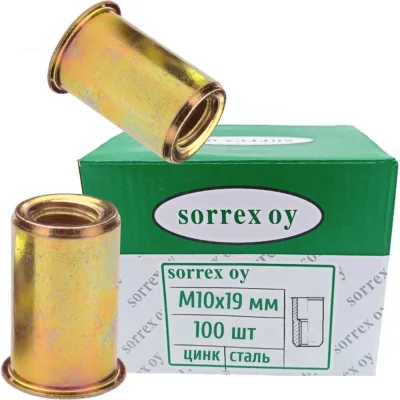 Заклепка гайка SORREX резьбовая винтовая уменьшенный бортик М10x19 100 штук XYZ M10 100