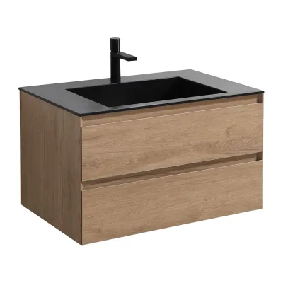 База под раковину VINCEA Luka 800 подвесная, 2 выкатных ящика soft-close, N.Oak VMC-2L800NO