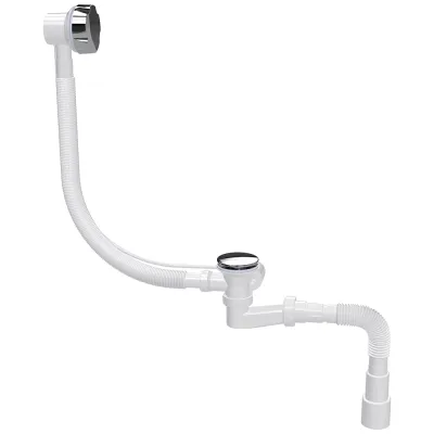 Сифон для ванн BATH MASTER полуавтомат, с переливом и гибкой трубой (1 1/2"-40/50) BM0301SP