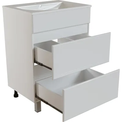 Тумба для ванной MIXLINE БРИКС-60" 2 ящика под раковину "Breeze 60", мебельный Sanita Luxe ПВХ 555634