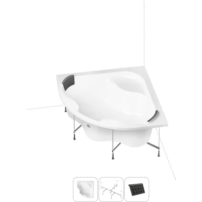 Акриловая ванна с каркасом и экраном Lavinia Boho Aveo в наборе 3 в 1 150х150 S1-3704015P