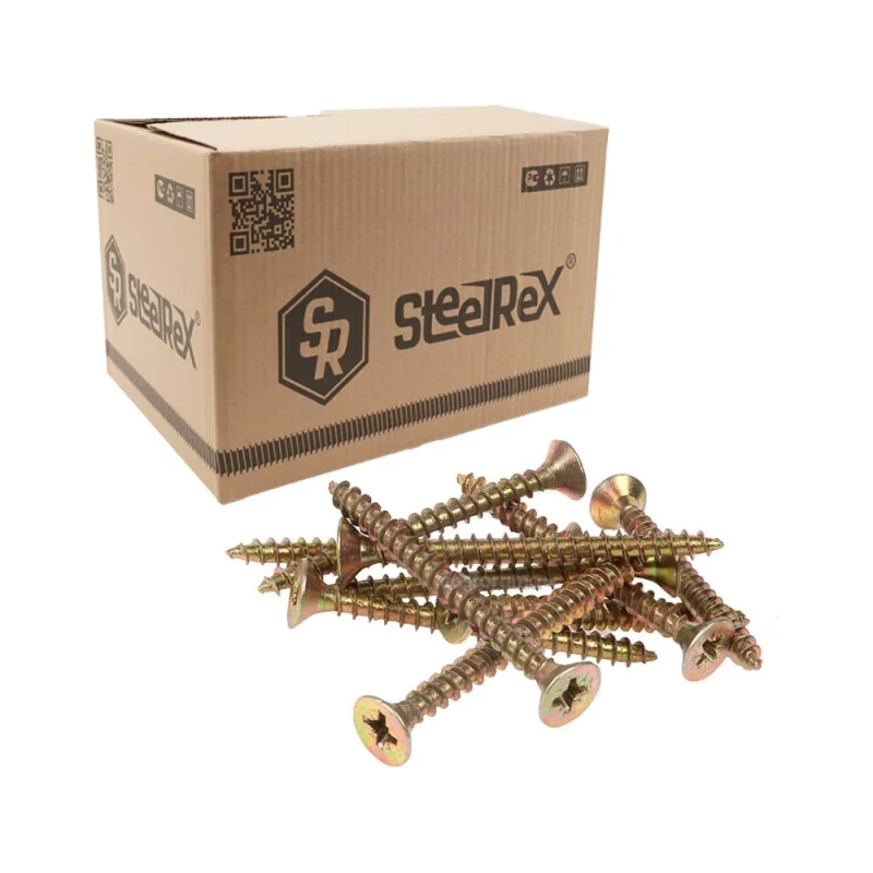 Саморез для ГКЛ STEELREX крупная резьба, желтый цинк, 3,5x45 мм, коробка 600 шт. 0105035045B100060008