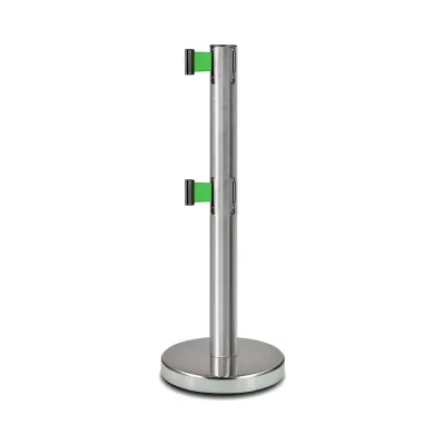 Стойка ограждения c 2 лентами Rusbarrier 2 м BS2LN-236323 green