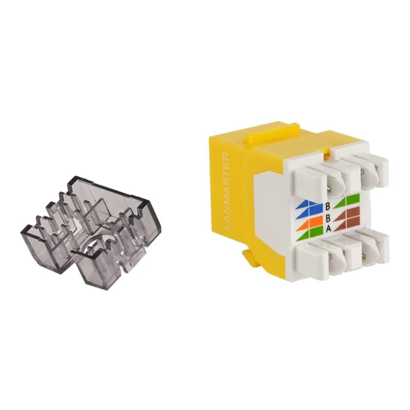 Модуль Keystone LANMASTER RJ45, неэкранированный, кат.6, без шторки, 180 градусов, желтый LAN-OK45U6/180N-YL