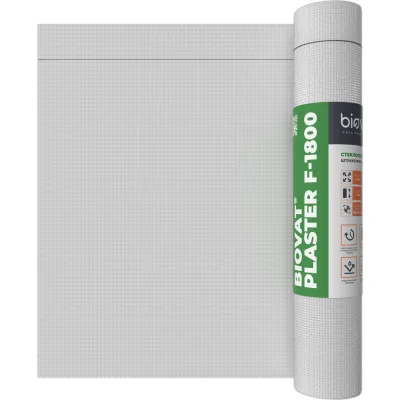 Сетка стеклотканевая фасадная BIOVAT ® PLASTER F-1800 4.5x4.5 мм, 160 г/м2, 1x50 м BV045