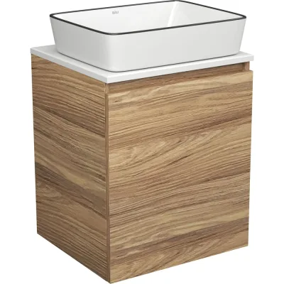 Тумба Bauedge Bau Dream Blackwood 50 с дверцей, раковина BAU Hotel Black Rand 48х37 SD3055
