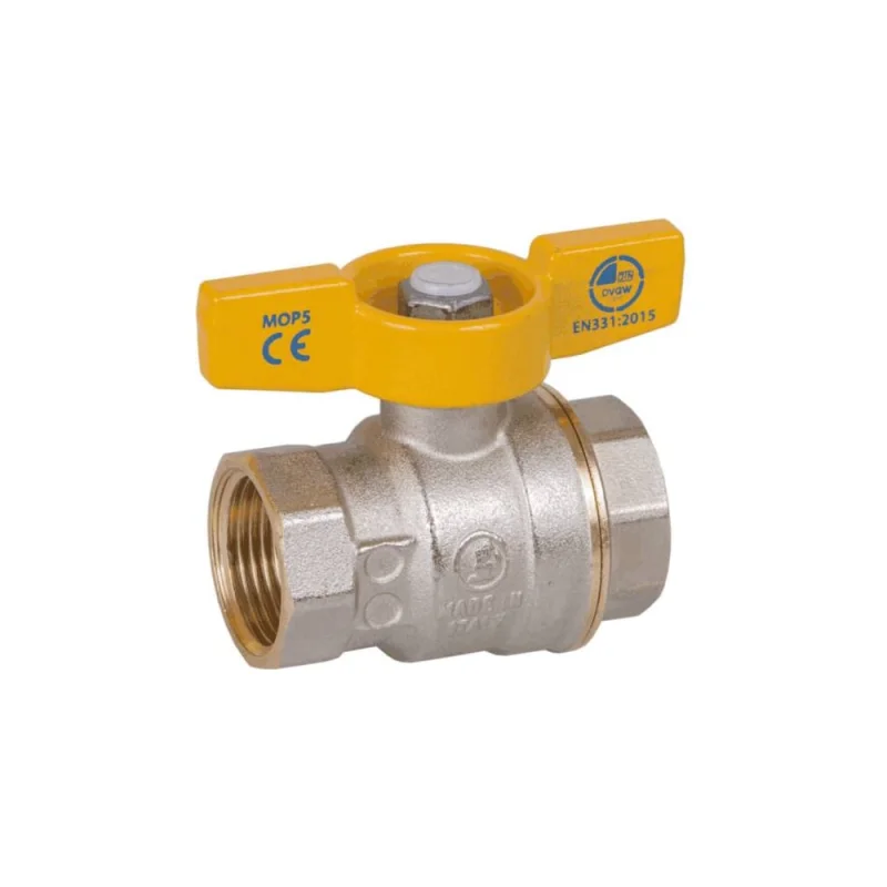 Кран шаровой латунный газовый Giacomini R731G никелированный, Ду20, м/м, полнопроходной, бабочка R731GAX004 107-6043