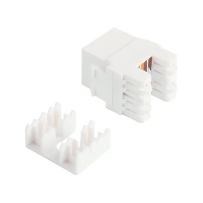 Модуль Keystone LANMASTER RJ45, неэкранированный, категория 6, со встроенной шторкой, 180 градусов, белый LAN-OK45U6/180R-WH