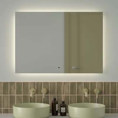 Зеркало с фацетом и LED-подсветкой DEFESTO 32W (100x70 cm) (ИК - выключатель) (Нейтральный белый свет) GLOW DF 2509RH