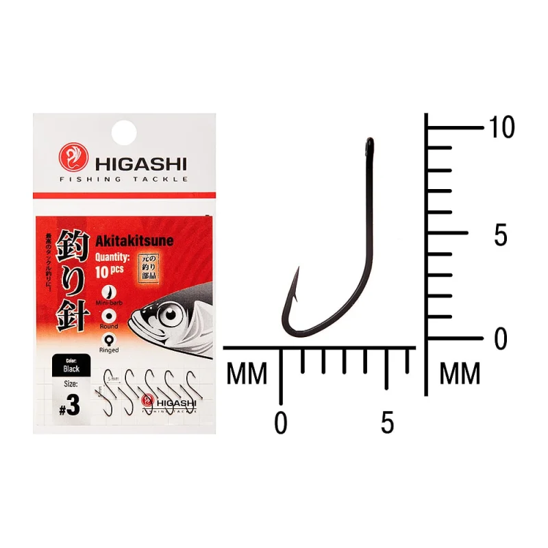 Крючок HIGASH Akitakitsune ringed #3 Black 04922