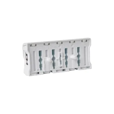 Клемма пружинная соединительная HLT КСПн5-3L+N+PE, 16A, с монтажной ножкой (50шт./уп.) 081-32-032