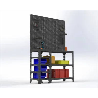 Стол-верстак Metalex 950x1600x400 (с бок. полками, двумя перфопанелями и комп. аксессуаров) серый / ООО Металекс 111685