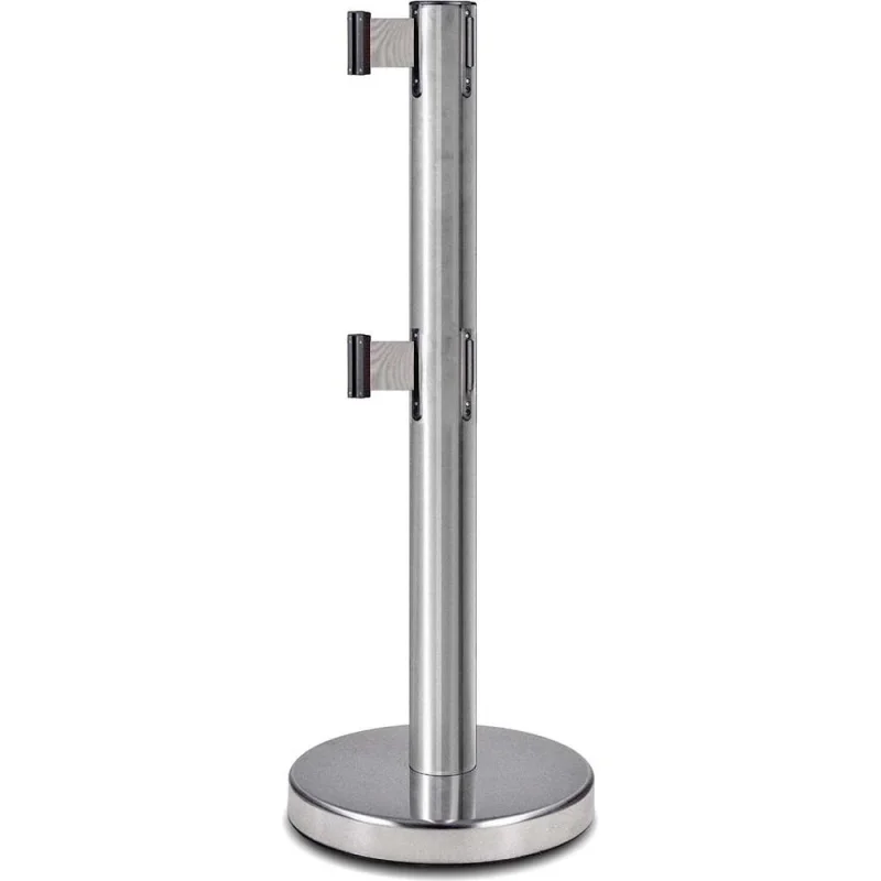 Стойка ограждения c 2 лентами Rusbarrier 2 м BS2LN-236322 grey