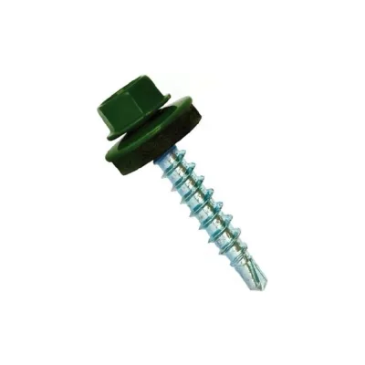 Кровельный саморез Rizzel 4,8x35 RAL 6005 сверло №1, 250 шт 00000316858