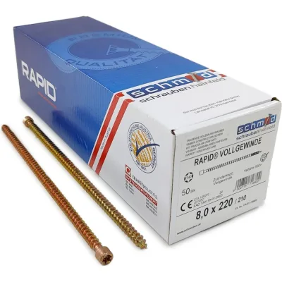 Шурупы Simpson Schmid Rapid FT CL 8.0x220/210 TX40 (Жёлтый цинк, полная резьба, цилиндр, 50 шт.) 1131740802200001
