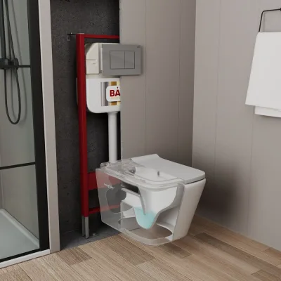 Рамная инсталляция для подвесного унитаза Bauedge BAU NEO 45 кнопка смыва BAU Stil, хром NEO45700-Q00002