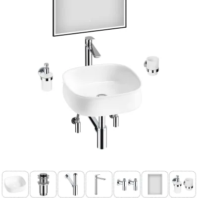 Комплект Wellsee 7 в 1 Lavinia Boho Bathroom Sink накладная раковина 42x42 см 20219445R