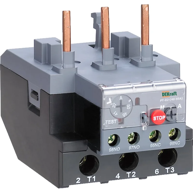 Реле тепловое для контакторов DEKraft РТ-02, 40 А-95 А, 30 А-40 А, класс 10 А 23176DEK