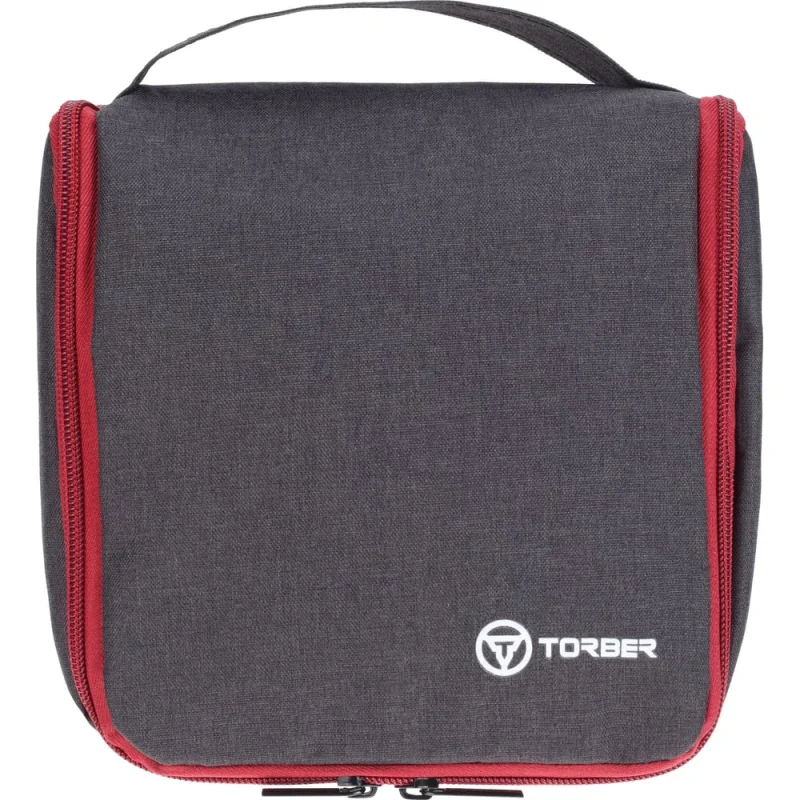 Дорожный несессер Torber чёрный/бордовый, полиэстер 300D, 20x18x8 см T415-BRD