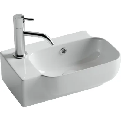 Рукомойник подвесной прямоугольный Ceramicanova 403x249x140, с отверстием под смеситель (чаша справа, отверстие под смеситель слева), цвет белый CN6074R