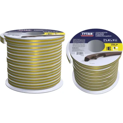Уплотнитель для окон и дверей Tytan Professional e 150 м, 9х4 мм, белый 51943