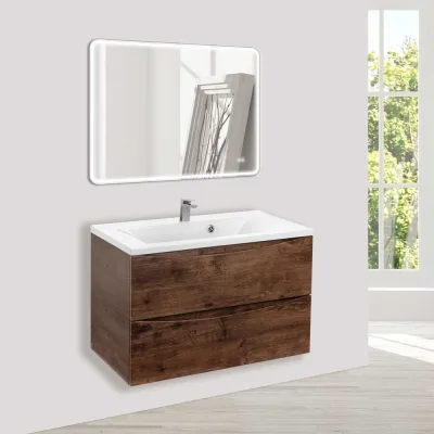 База под раковину VINCEA Mia 750 подвесная, 2 выкатных ящика soft close, R.Wood VMC-2MA750RW