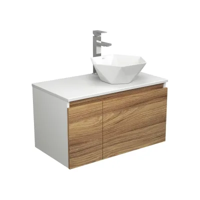 Комплект для ванной Bauedge 3 предмета (тумба Bau Dream Blackwood 80 + раковина на столешницу BAU Crystal 40x40, белая, смеситель высокий Hotel Still) BD1820