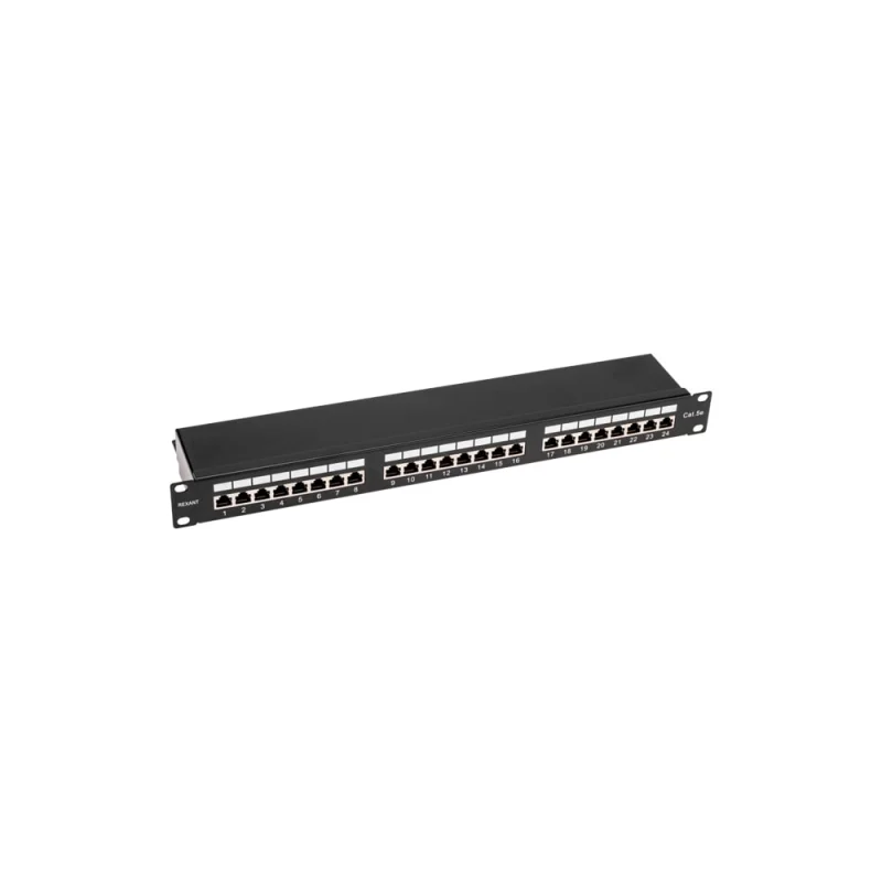 Коммутационная панель REXANT 19", 1U, 24 порта, F/UTP, RJ-45, CAT5e 02-0041