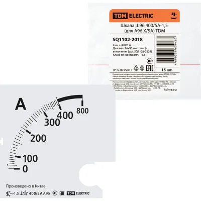 Π¨ΠΊΠ°Π»Π° TDM ELECTRIC Ρ96 400/5Π°-1.5, Π΄Π»Ρ Π°96 Ρ
/5Π° SQ1102-2018