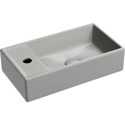 Умывальник подвесной прямоугольный Ceramicanova Element чаша справа, отверстие под смеситель слева, антрацит матовый, 407х217х100 мм CN6051RMH