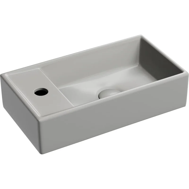 Умывальник подвесной прямоугольный Ceramicanova Element чаша справа, отверстие под смеситель слева, антрацит матовый, 407х217х100 мм CN6051RMH