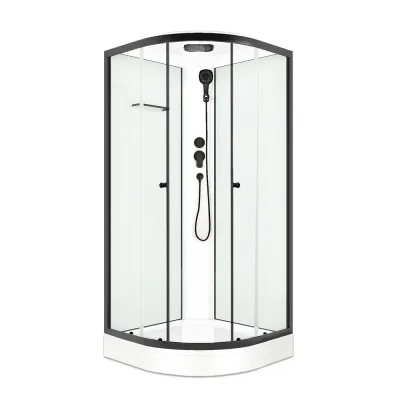 Душевая кабина Domani-Spa Delight Slim 80х80х218 см стекло прозрачное 4 мм с низким поддоном полукруг белые стенки