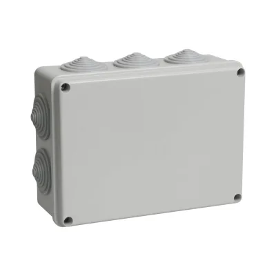 Коробка распаечная IEK открытой проводки, IP44, КМ41243, RAL7035,10 гермовводов, ИЭК UKO11-190-140-070-K41-44