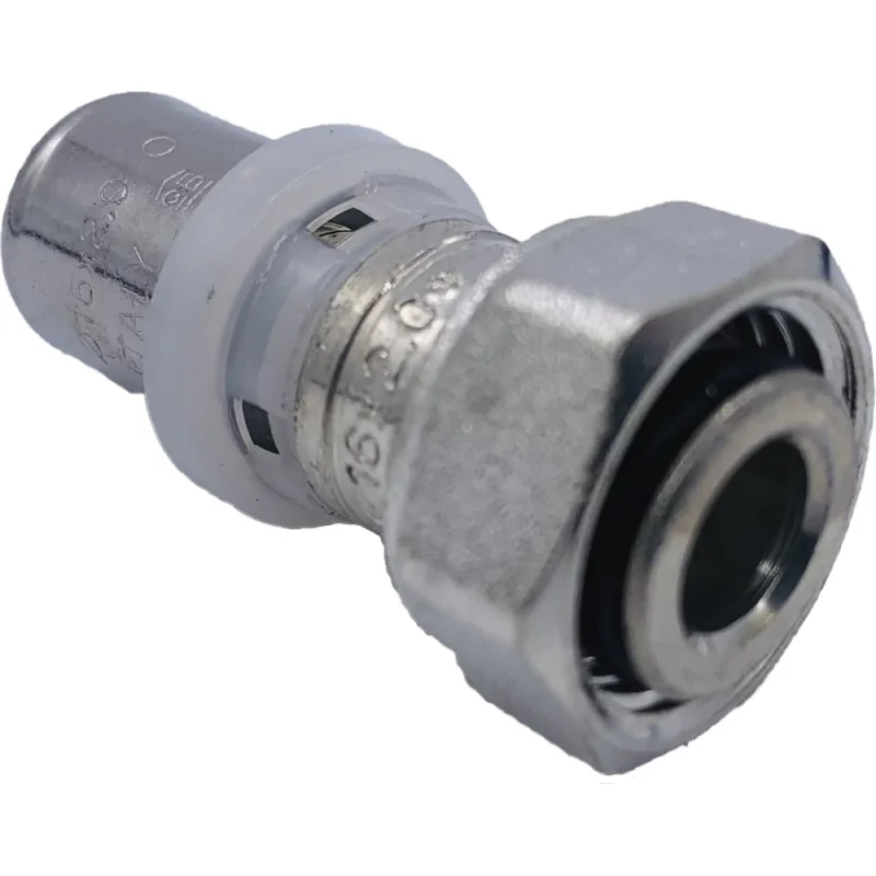 Прямое соединение Tiemme 16х1/2"(16) с накидной гайкой (пресс) (никель) 1650160 / 1668S1604CZ