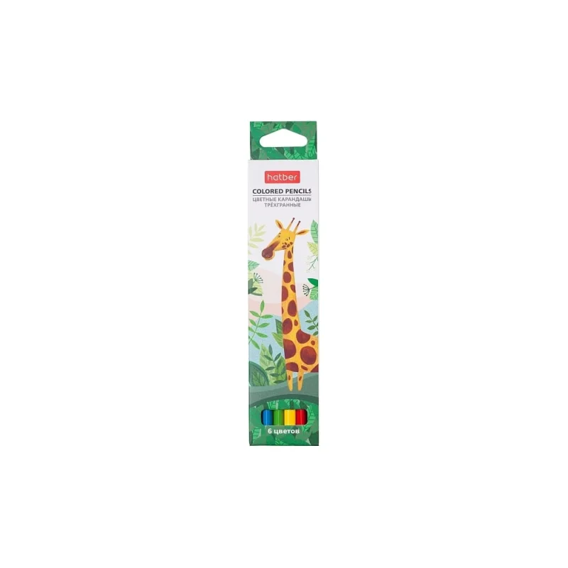 Цветные карандаши Hatber трехгранный корпус, 6 цв., COLORA 063836