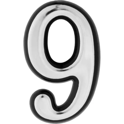 Дверная цифра "9" TUNDRA пластиковая, цвет хром, 1 шт. 5206114