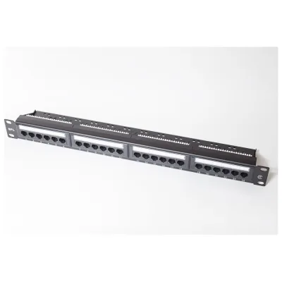 Коммутационная панель SPL 19" категории 6, UTP, 1U, 24 порта, с метками для маркировки, нумерацией портов, с задним организатором, черный 500007