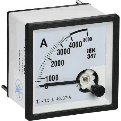 Амперметр IEK э47 4000/5а, класс точности 1.5, 72x72мм IPA10-6-4000-E