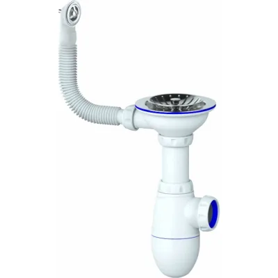 Сифон Unicorn B411P 3 1/2х40 с круглым переливом винт, шток, ручка - пластик 538079