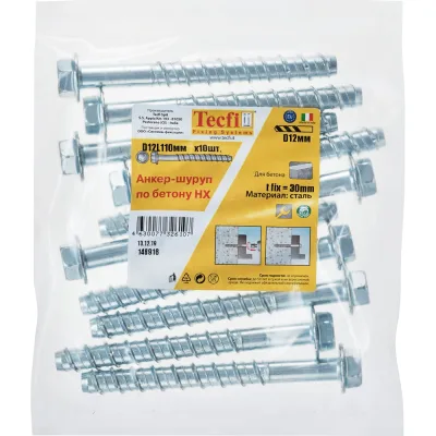 Анкер-шуруп для бетона Tecfi HX 12x110/30, 10 шт. пакет 148916