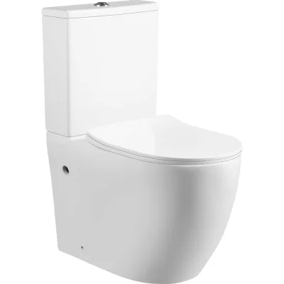 Унитаз-компакт Cox Paini BTW 605х370х800 мм Rimless, с сиденьем, выпуск Vario, белый глянец URB788381F